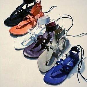 NEW Free People Vacation Day Wrap Sandals - Blue Gray 10